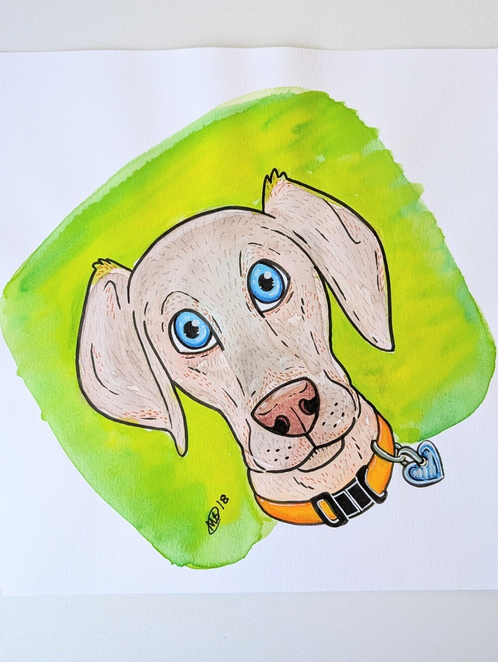 Original Weimaraner Dogcember Watercolor Pet Portrait Painting By Mattoodles